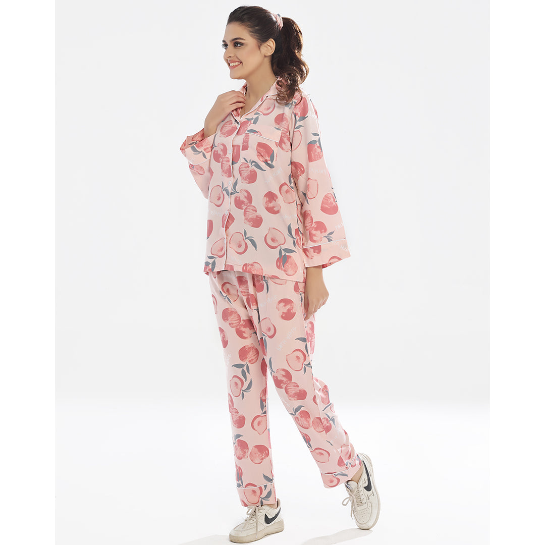 Sajiero Linen Pajama Suit - Crimson Grace