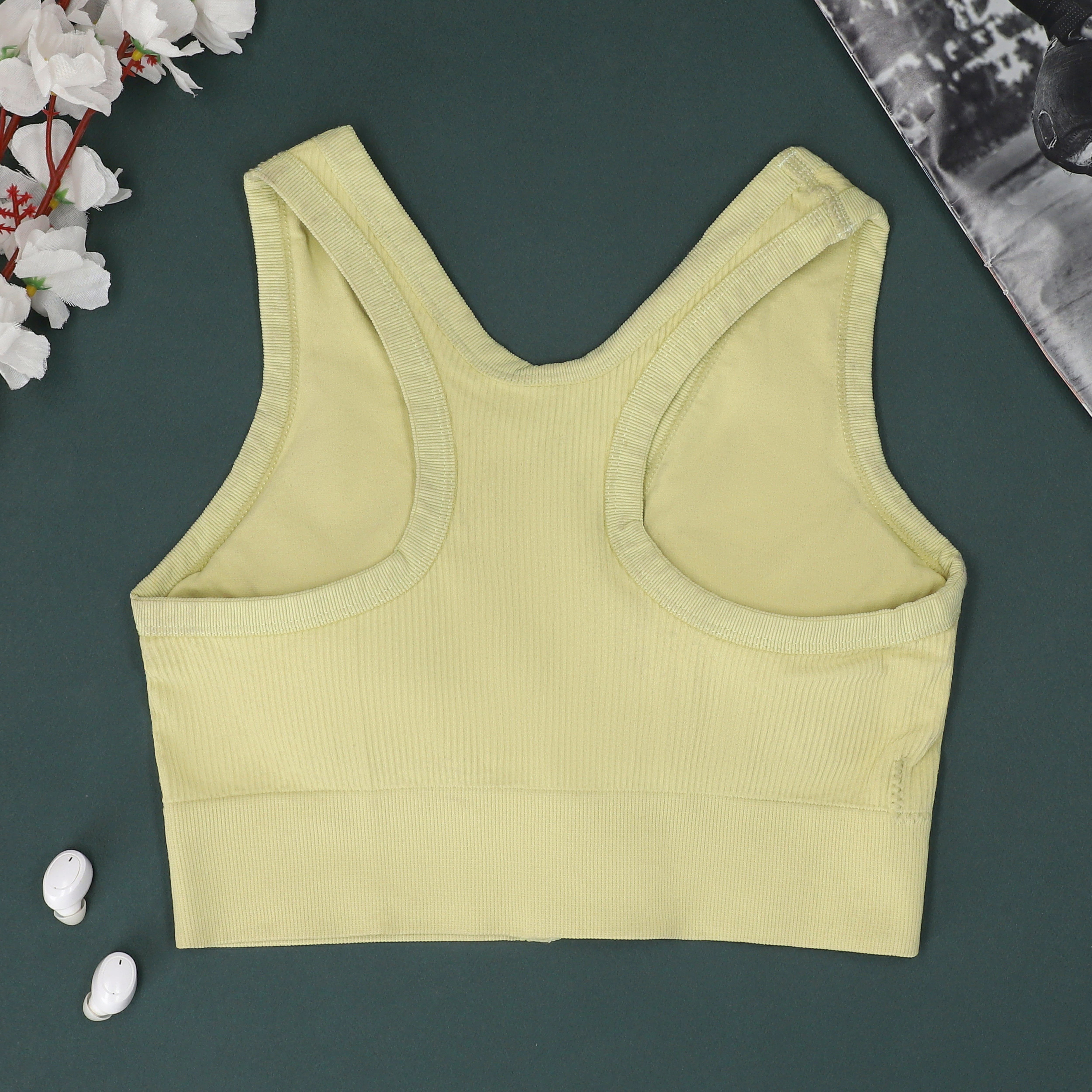 Sajiero Jean Zipper Pushup Sports Bra