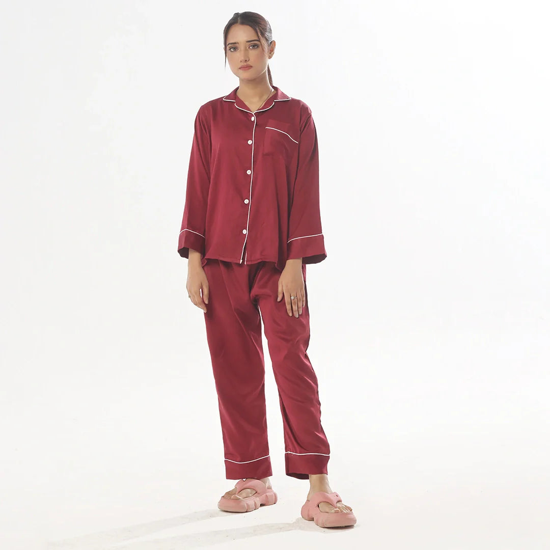 Sajiero Silk Pajama Suit - Pearl