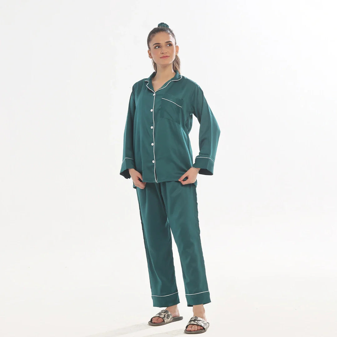 Sajiero Silk Pajama Suit - Pearl