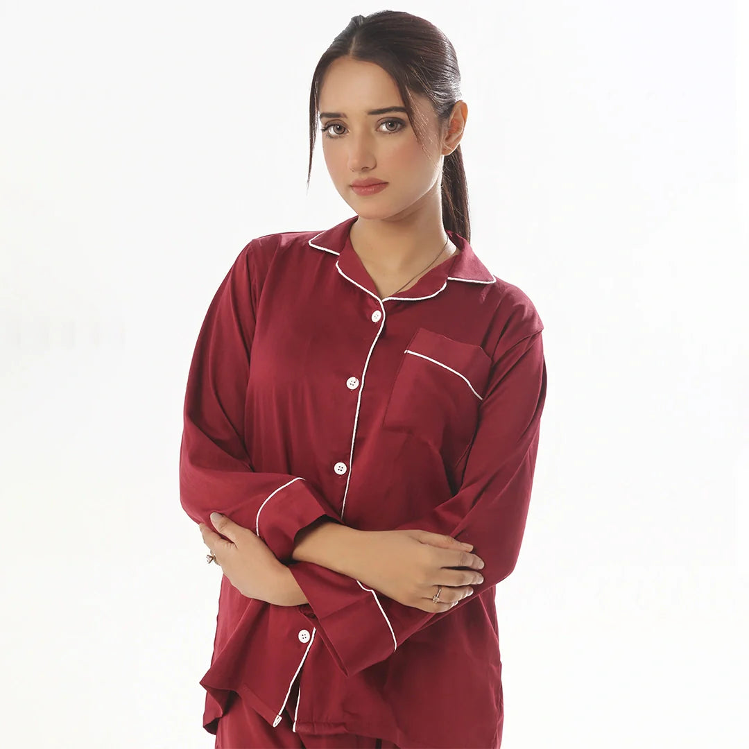 Sajiero Silk Pajama Suit - Pearl