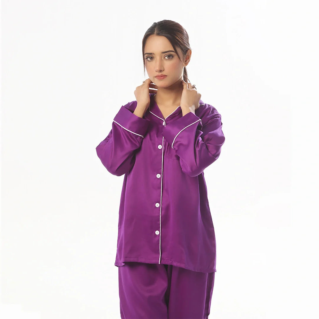 Sajiero Silk Pajama Suit - Pearl