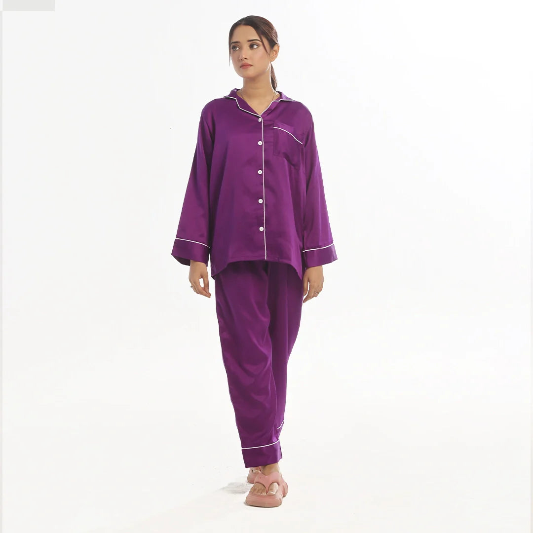 Sajiero Silk Pajama Suit - Pearl