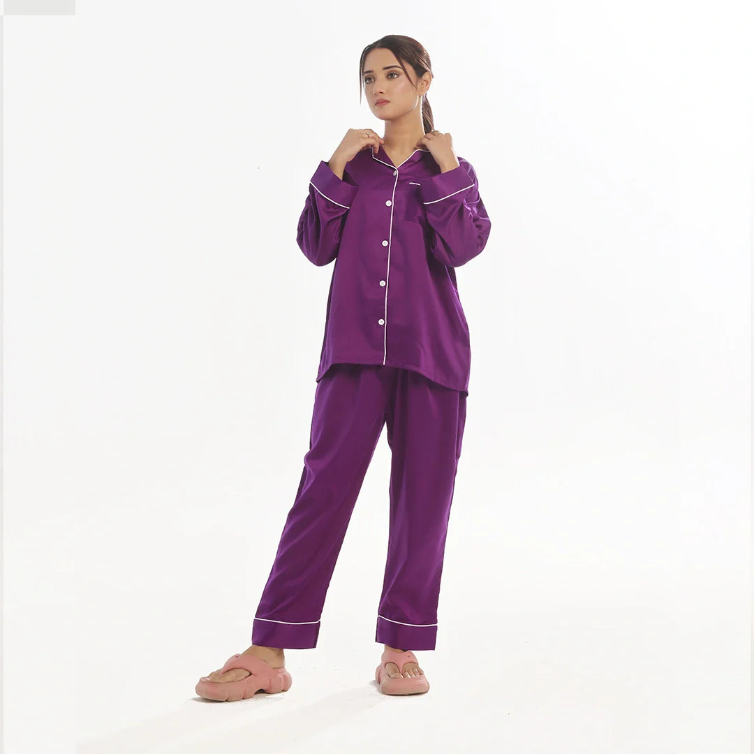 Sajiero Silk Pajama Suit - Pearl