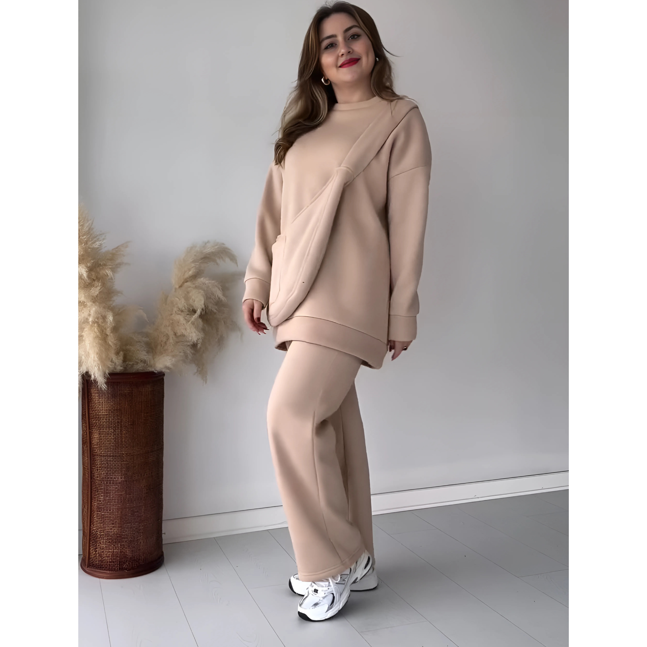 Sajiero Rich Fleece Casual Drop Shoulder Tracksuit Suit With Bag