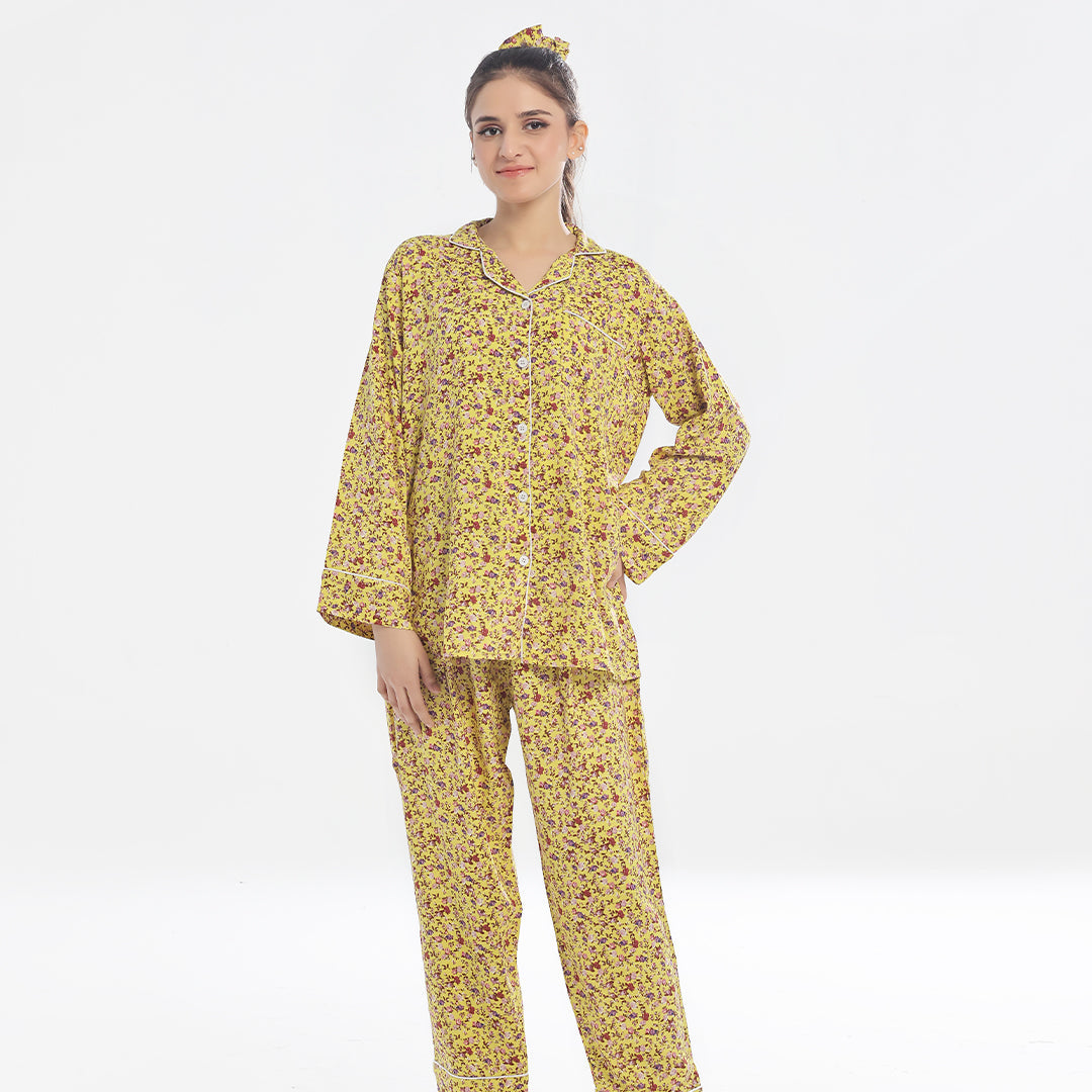 Sajiero Linen Pajama Suit - Scarlet Slumber