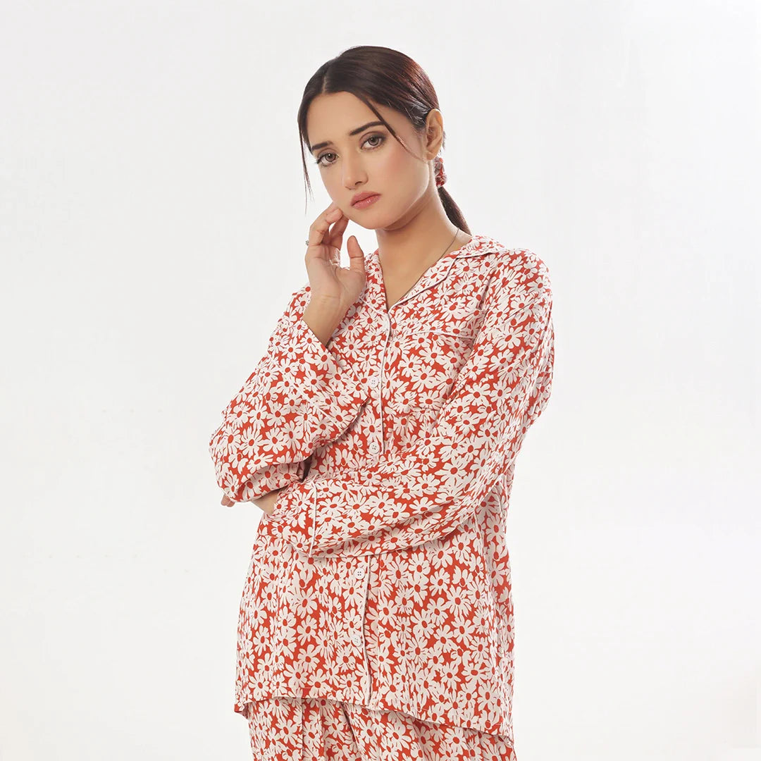 Sajiero Mat Daisy Linen Pajama Suit