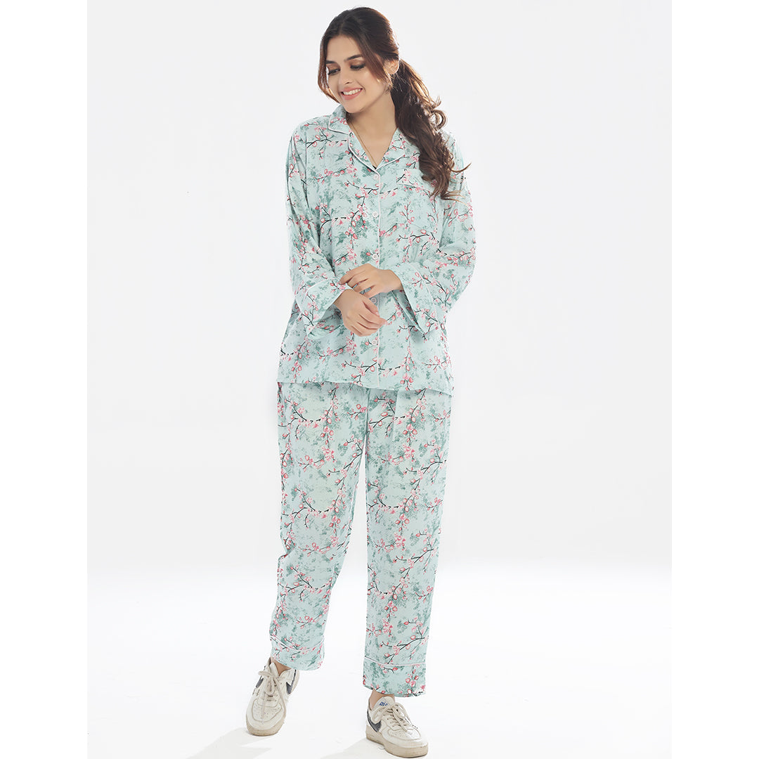 Sajiero Linen Pajama Suit - Cool Mint