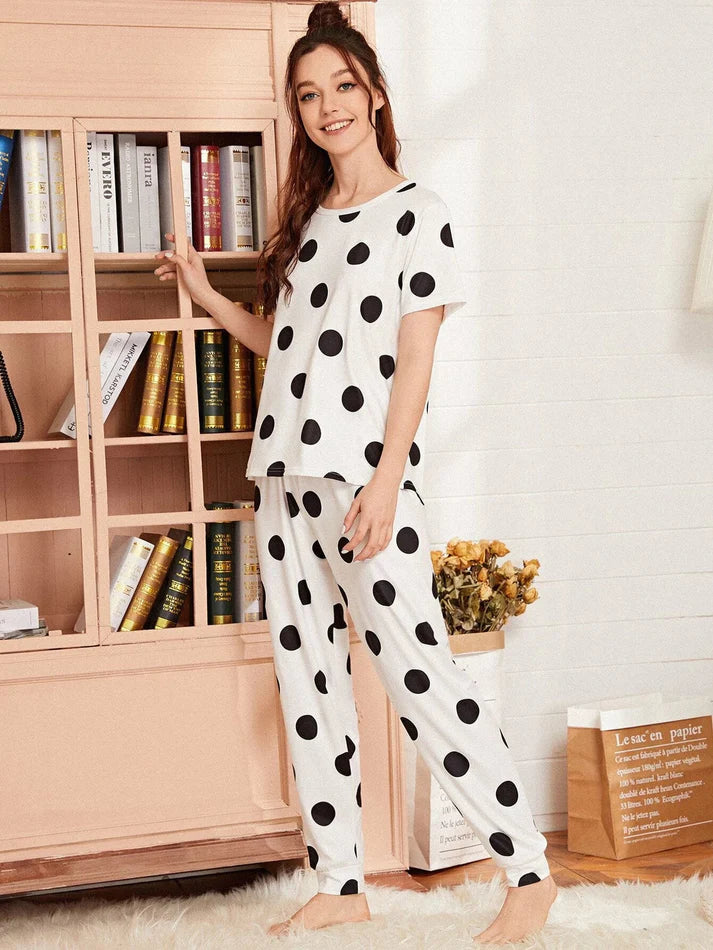 BAMS Cotton Printed Big Polka Pajama Suit