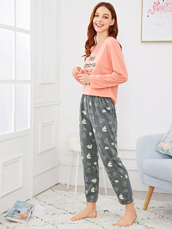 BAMS Cotton Printed Hello Tomorrow Pajama Suit