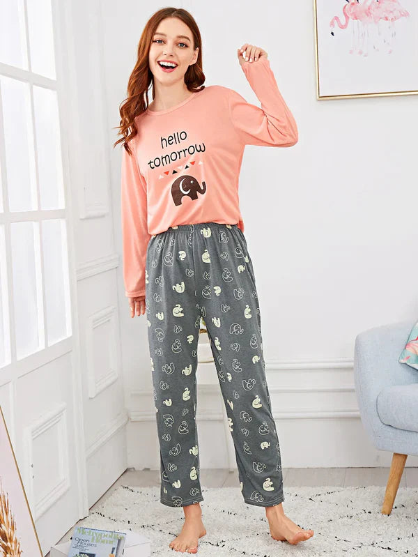 BAMS Cotton Printed Hello Tomorrow Pajama Suit