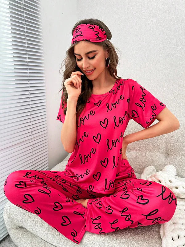 BAMS Cotton Printed Pajama Suit Pink