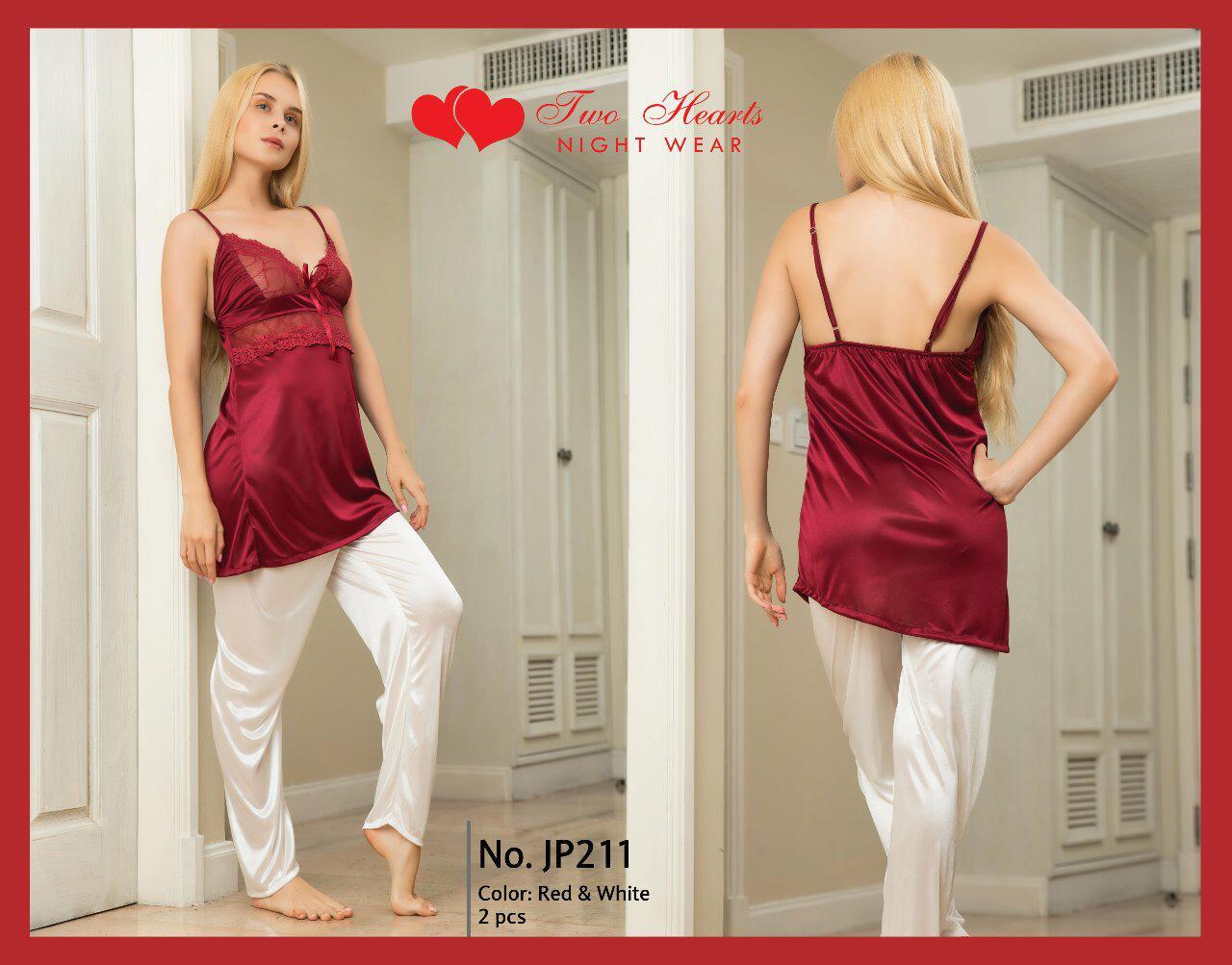 Sajiero Pluto - Sleeveless Ceder Strap Night Suit red color nighty