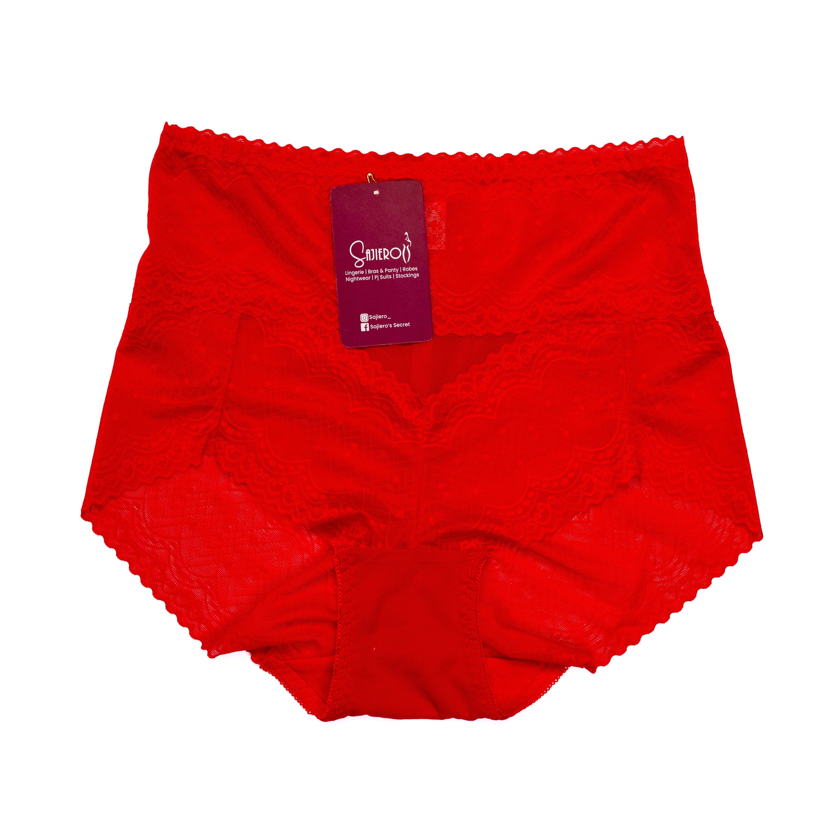 Sajiero Brief Style Plus Size Net Panty red color best quality panties online shopping in pakistan