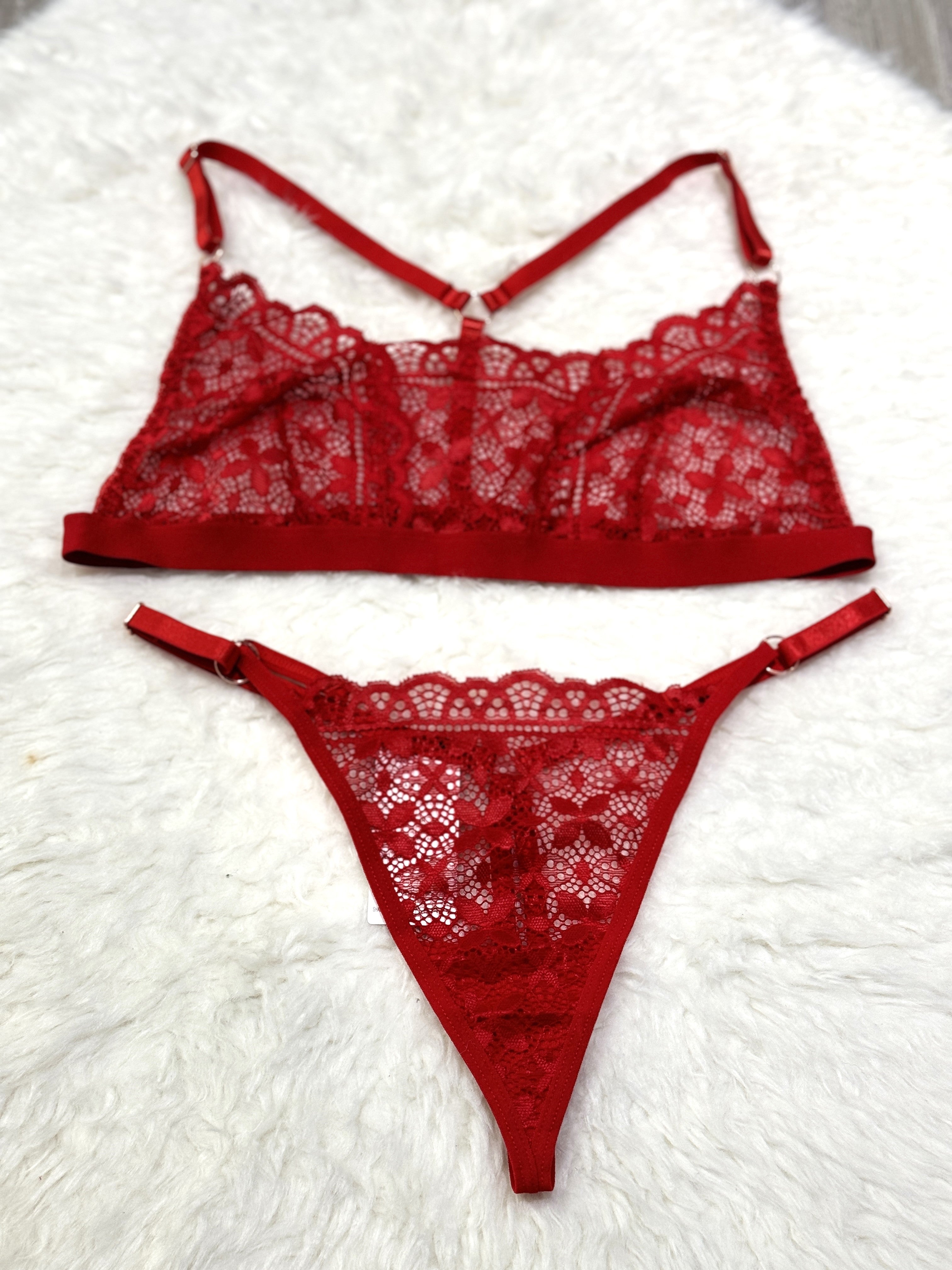 Sajiero Temple Flowers Embroidery Bikini sexy red color non padded br a price in pakistan