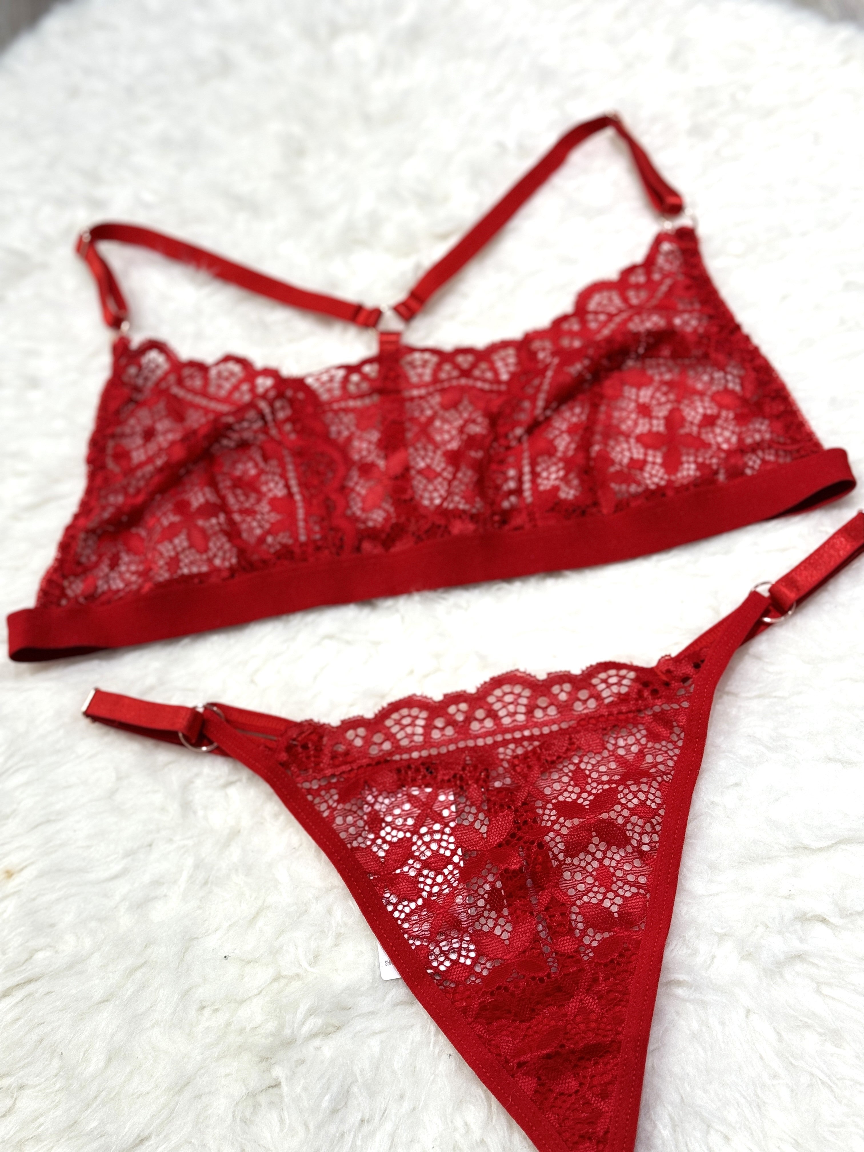 Sajiero Temple Flowers Embroidery Bikini sexy red color non padded br a price in pakistan