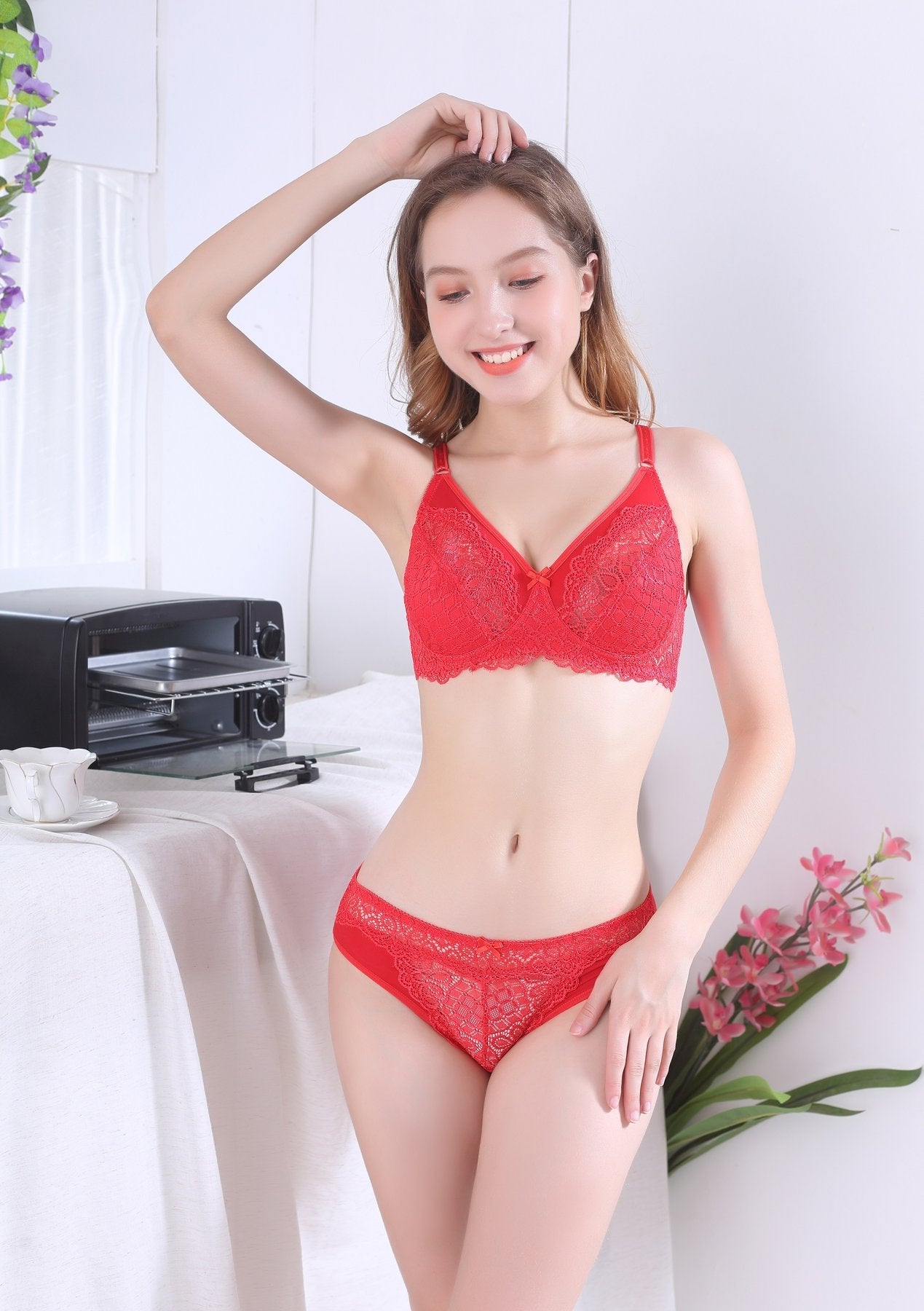 Sajiero Laika Christina Bra Set sexy pink color best quality br a with net style price in pakistan