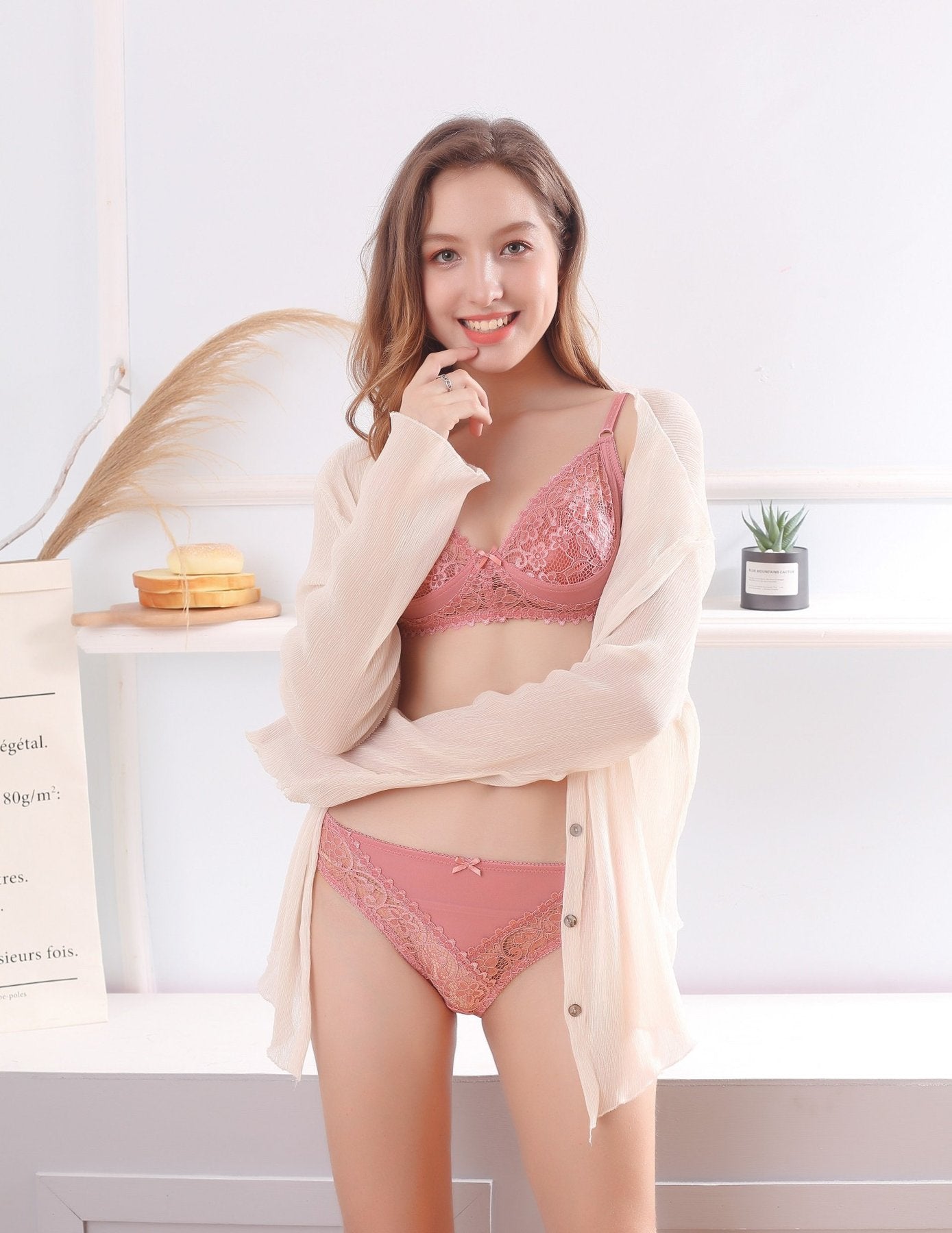 Sajiero Laika Christina Bra Set sexy pink color best quality br a with net style price in pakitan