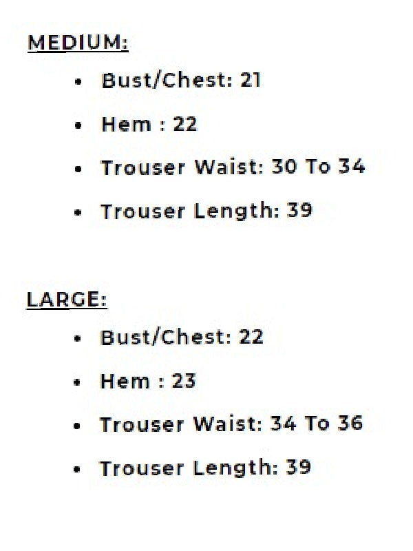 Sajiero pj's size chart       