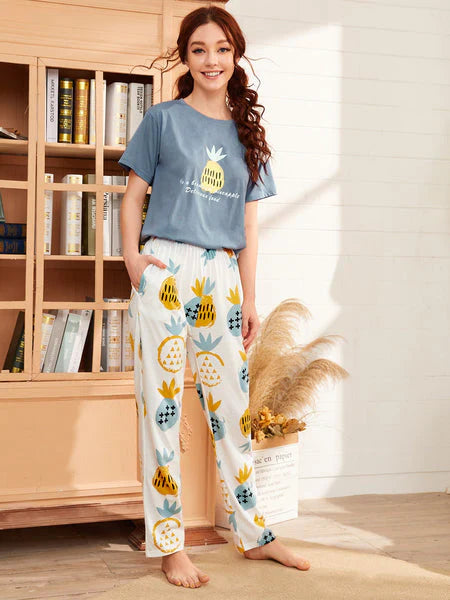 BAMS Cotton Printed Pineapple Pajama Suit