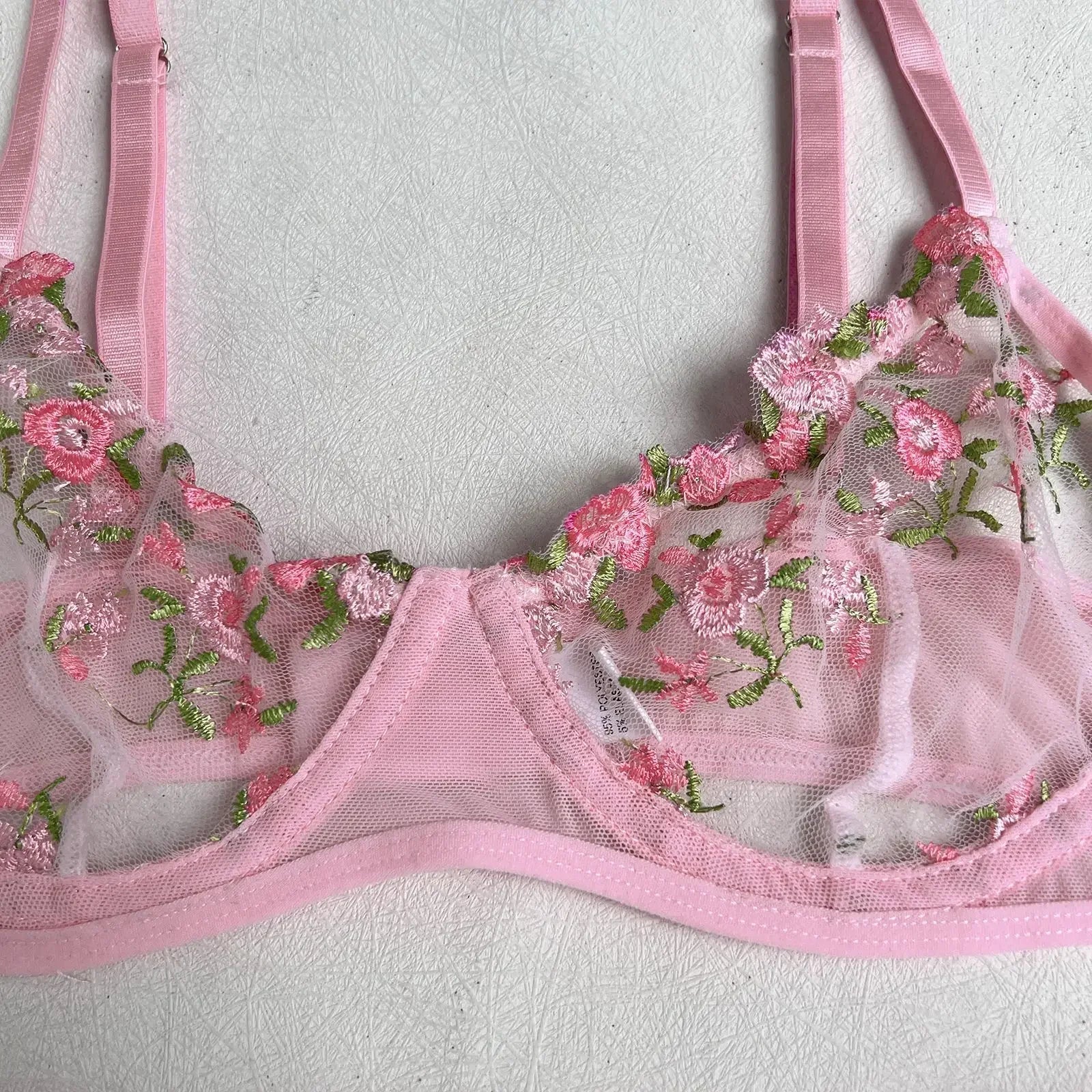 Exquisite Flower Embroidery Bra and panty set