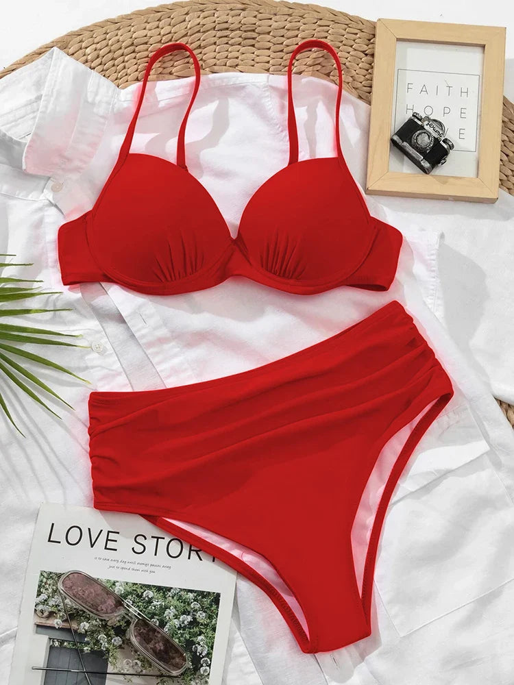 Sajiero Gloria Red Luxury Push Up Imported Bikini Set for women/girls