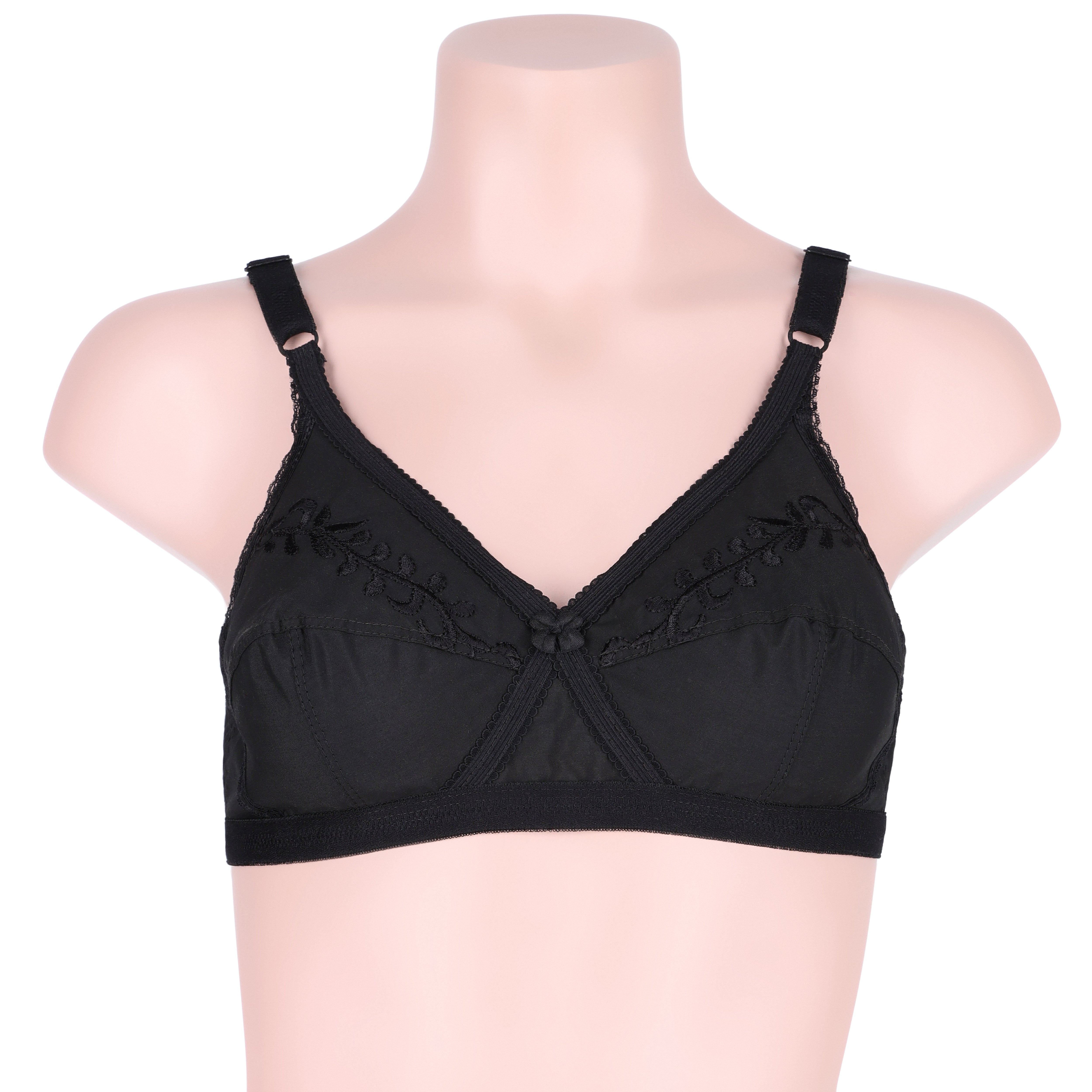 Sajiero Cross Embroidered Casual Non Padded Wireless Bra