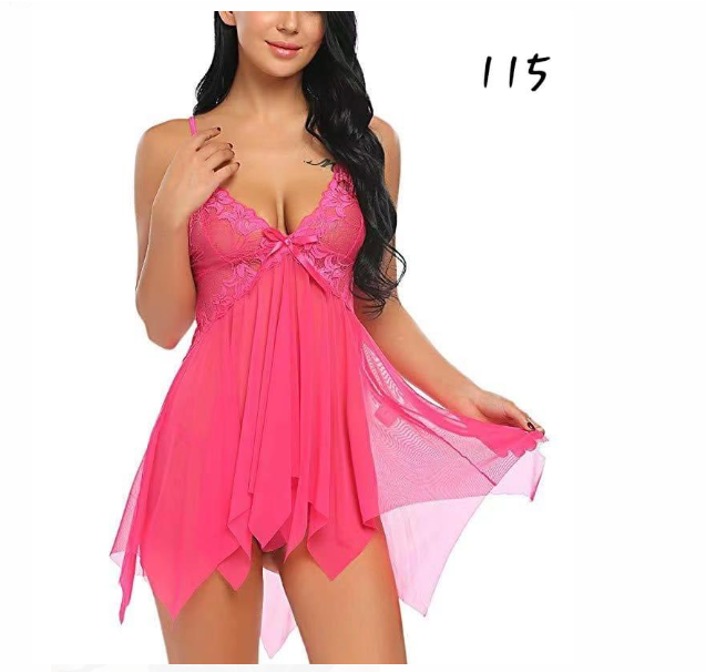 Sajiero Lacy - Lace Net Short Nighty short pink color hot nightie for women and ladies price in pakistan