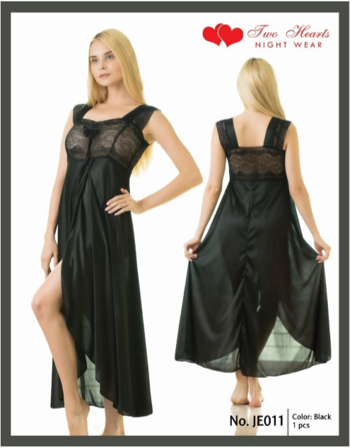 Sajiero Elegant 1 Piece Cross Cut Long Nightie (011)