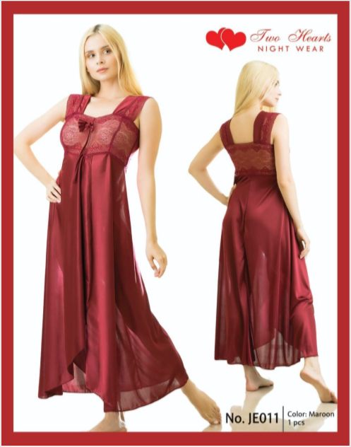 Sajiero Elegant 1 Piece Cross Cut Long Nightie (011)