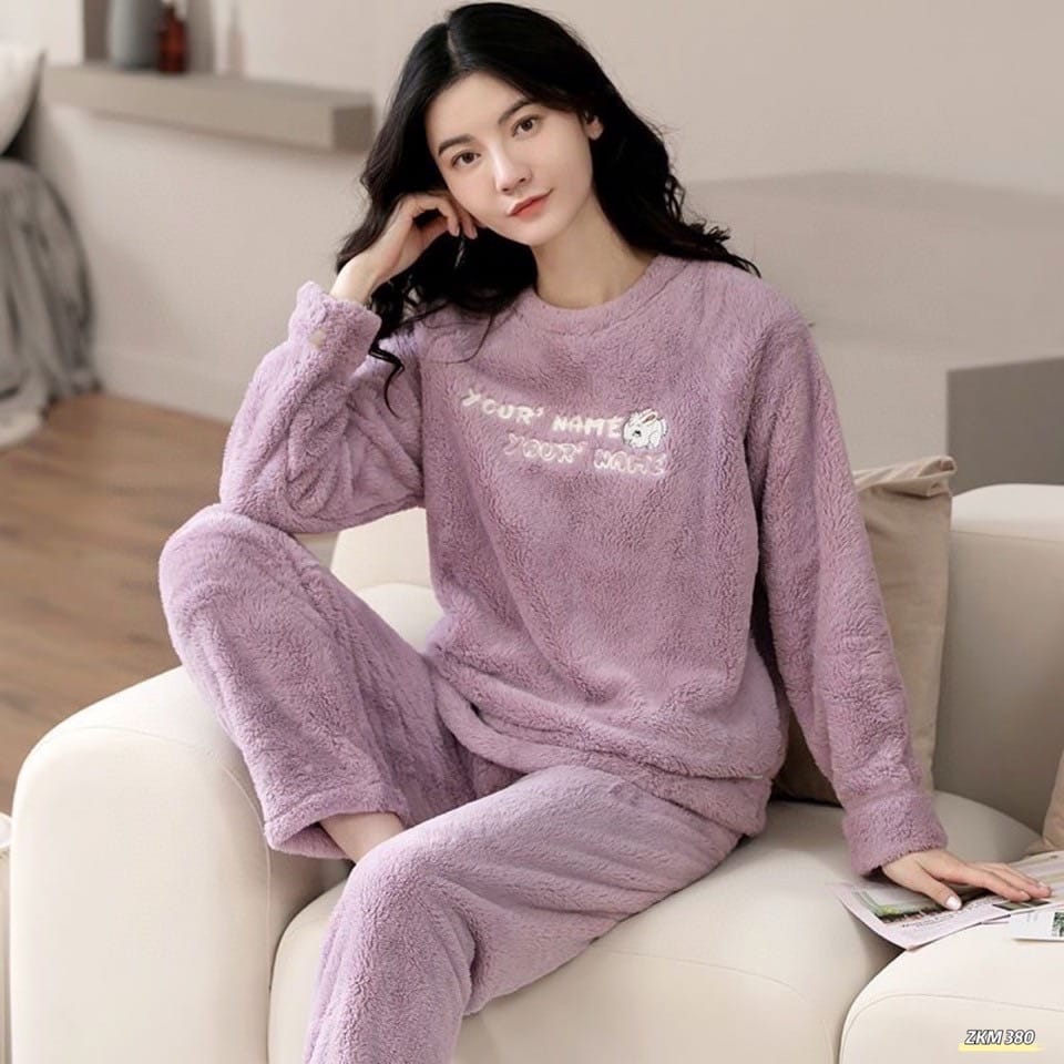 Sajiero Amethyst Purple Fleece Pajama Suit