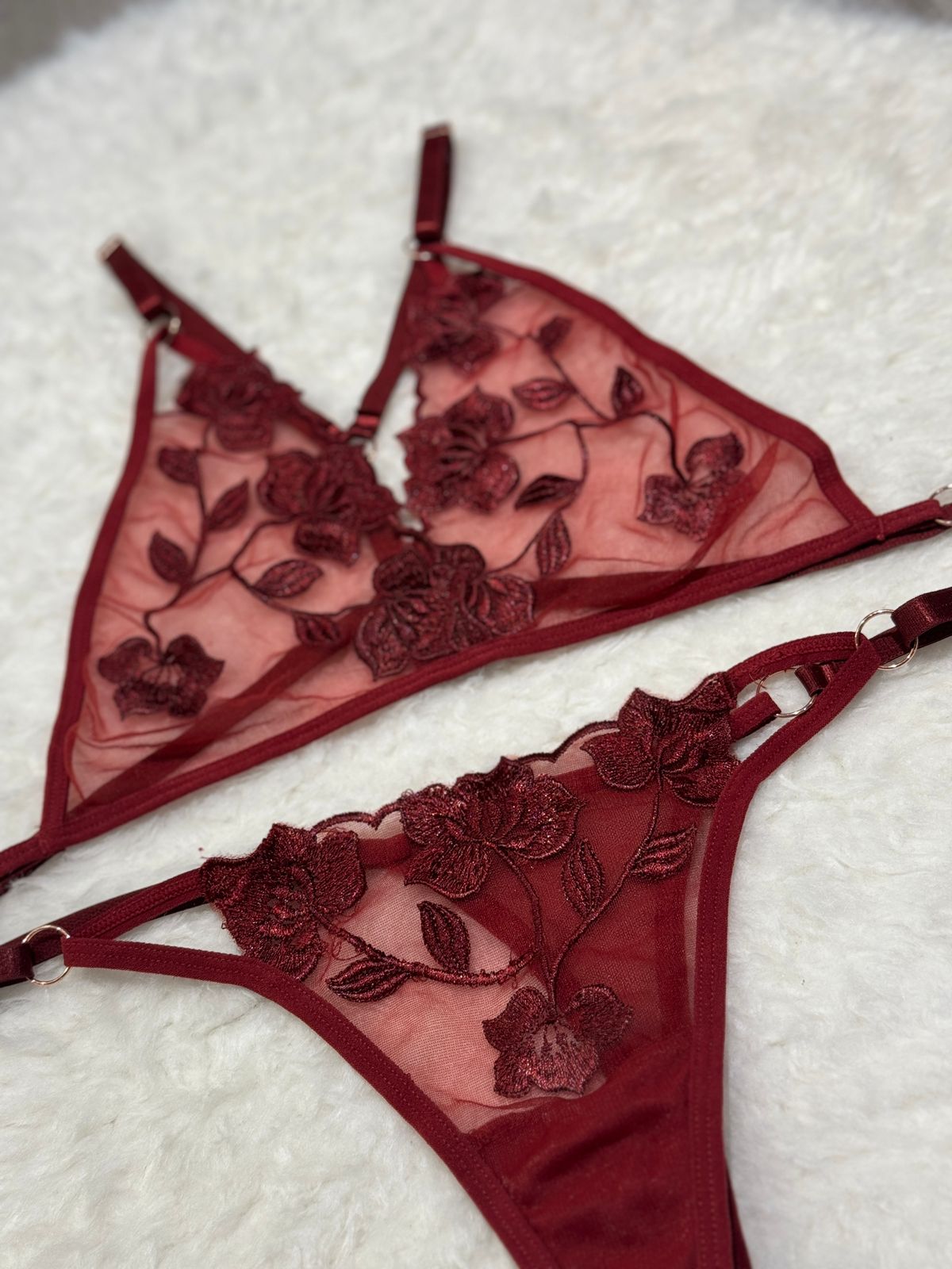 Sajiero Spot Flowers Embroidery Bikini red color best quality sexy br a price in pakistan