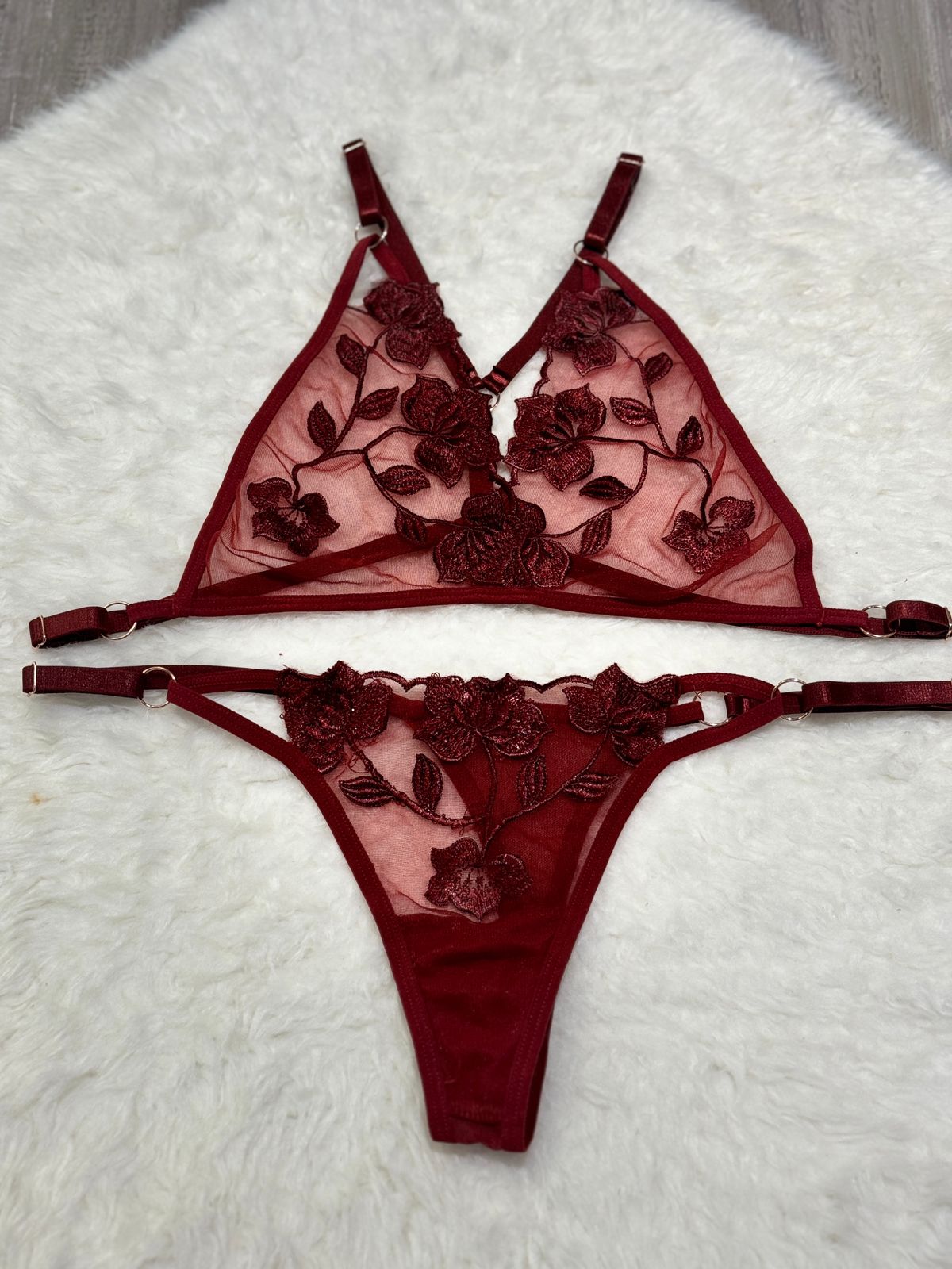 Sajiero Spot Flowers Embroidery Bikini maroon color best quality sexy br a price in pakistan