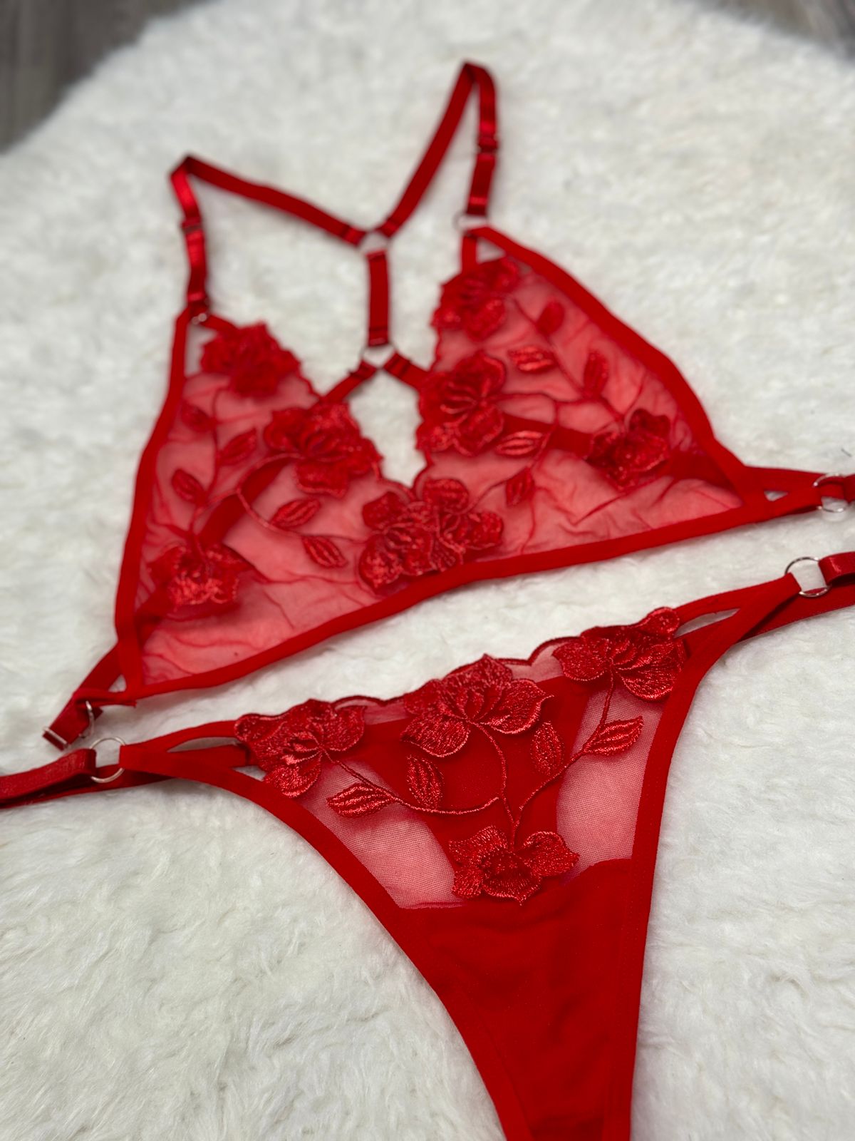 Sajiero Spot Flowers Embroidery Bikini red color best quality sexy br a price in pakistan