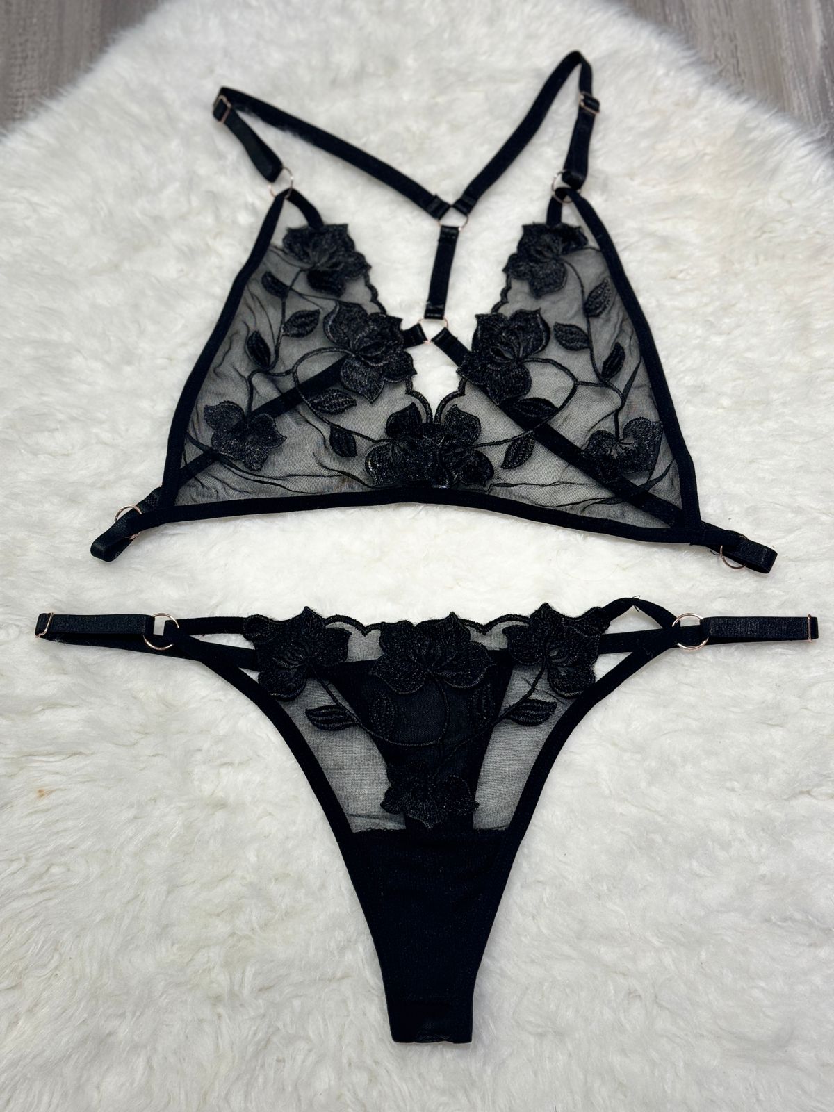 Sajiero Spot Flowers Embroidery Bikini black color best quality sexy br a price in pakistan