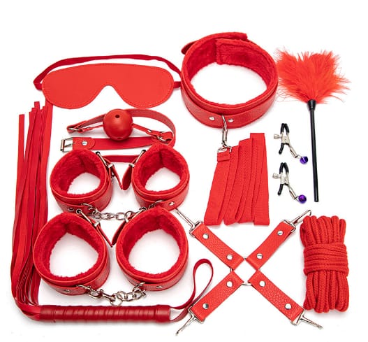 Sajiero Women Faux Leather red color Bondage Set faux leather material for sexing time price in pakistan