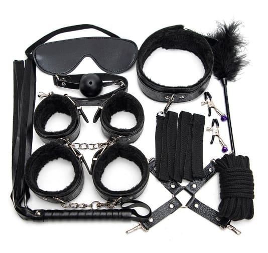 Sajiero Women Faux Leather black color Bondage Set faux leather material for fun prise in pakistan