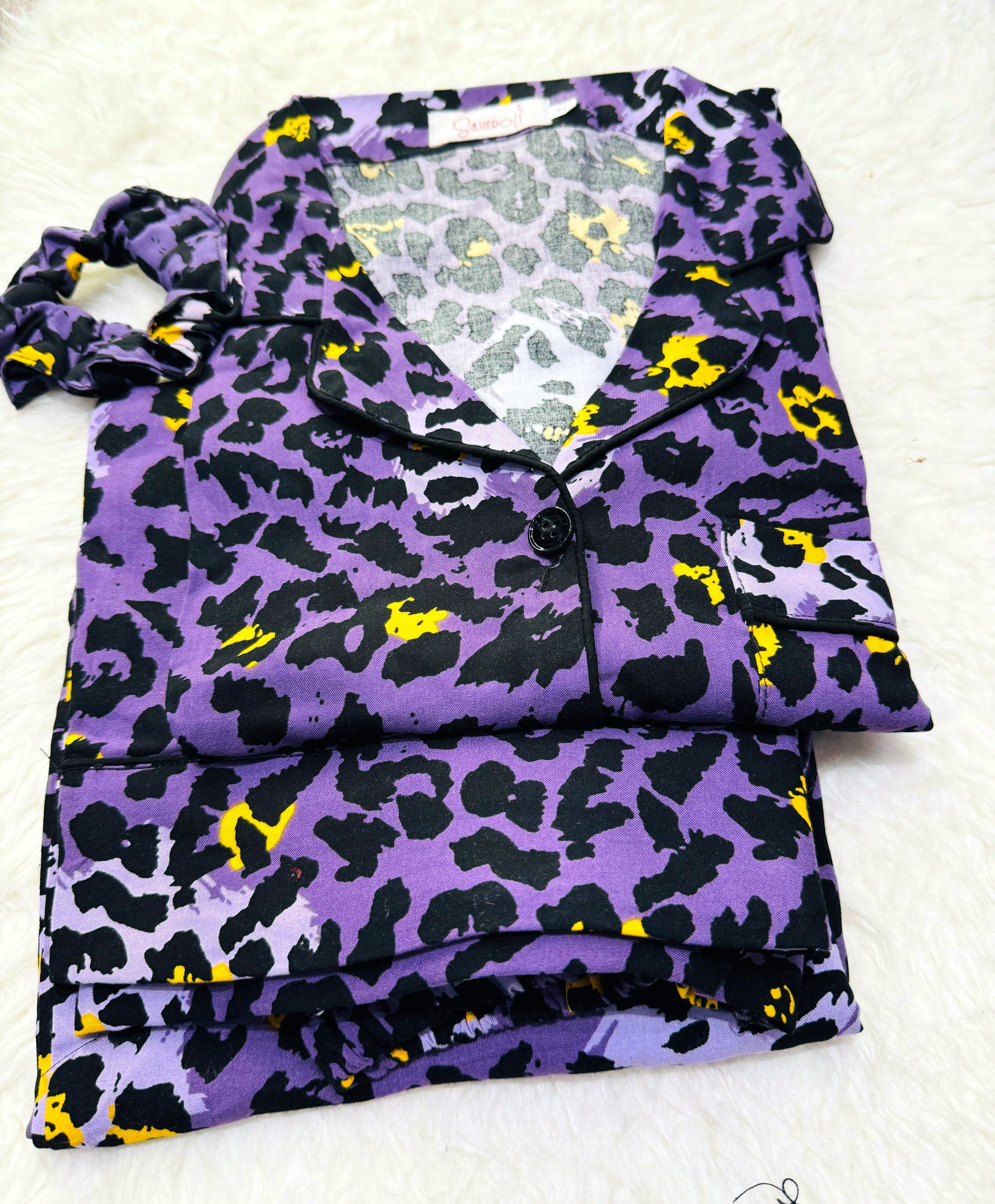 Boski Linen Printed Pajama Suit Purple Jaguar Lowest price In Pakistan at sajiero.