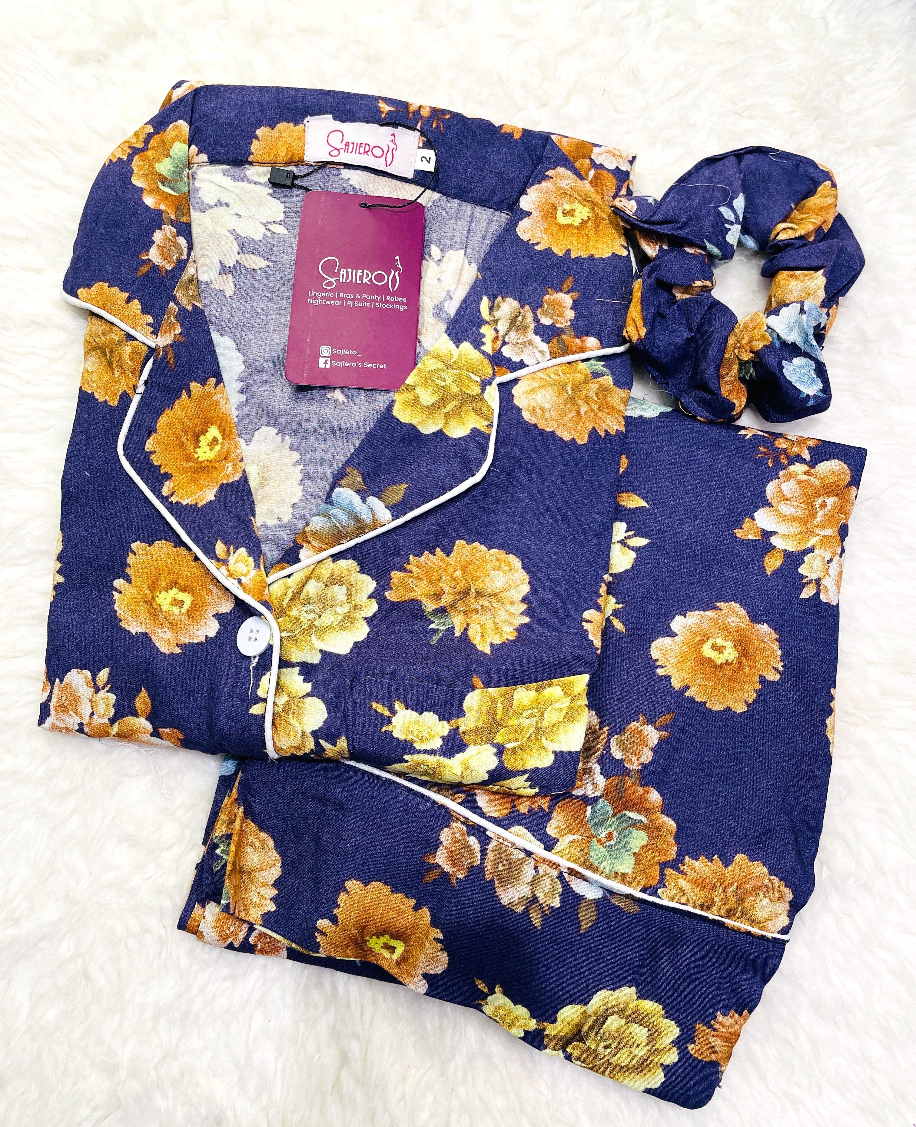 Sajiero Galaxy Boski Linen Floral Printed Pajama Suit Ash Purple Best price in Pakistan.