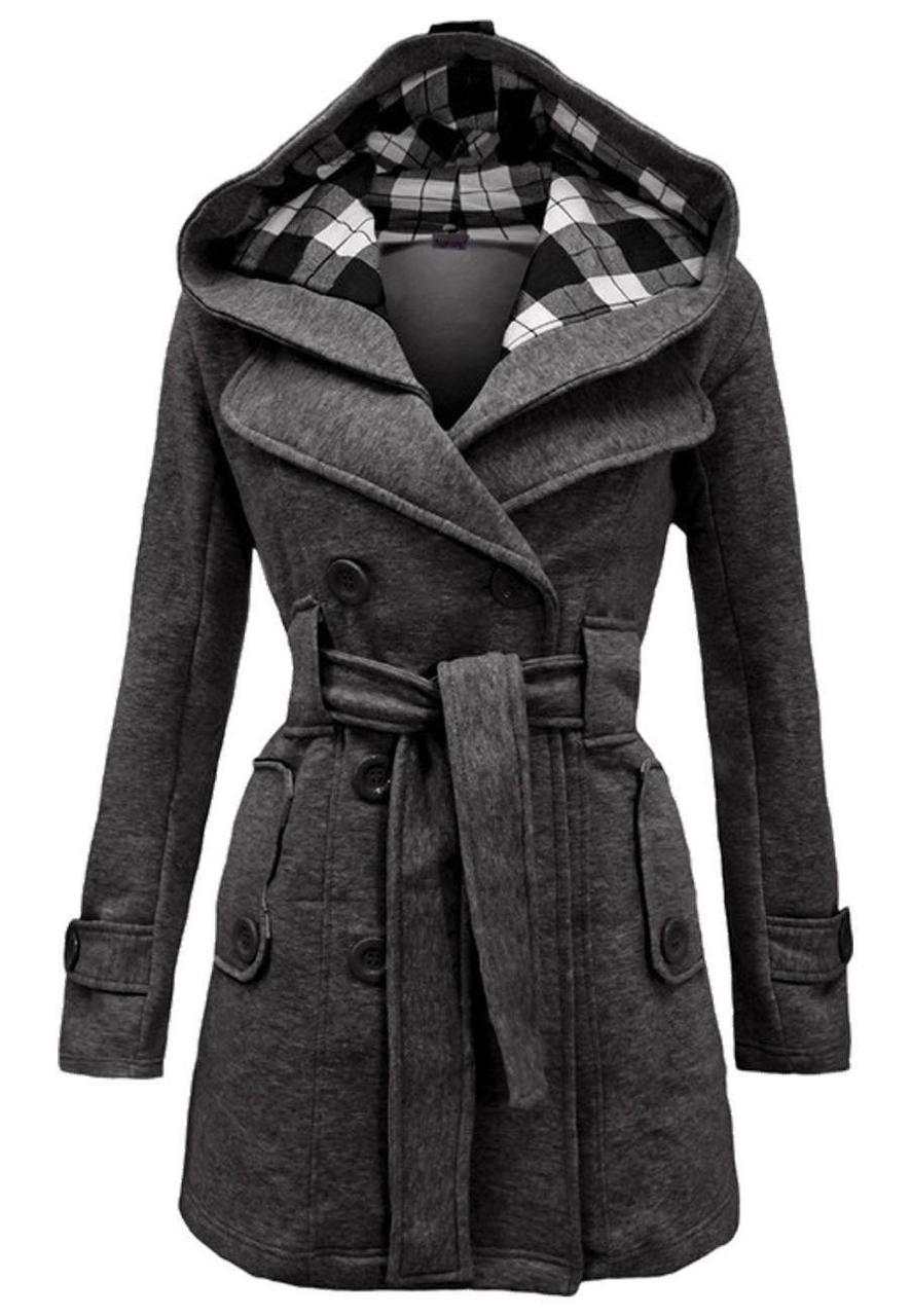 Sajiero Fleece Double Breasted Waist Belt Long Coat