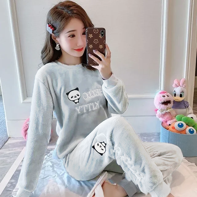 Sajiero mini Panda Fleece Pajama Suit