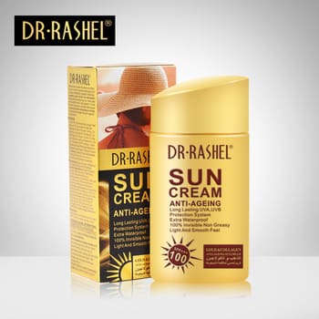 Dr Rashel Gold Collagen Sun Cream SPF 100 best quality sun cream  best price in Pakistan online