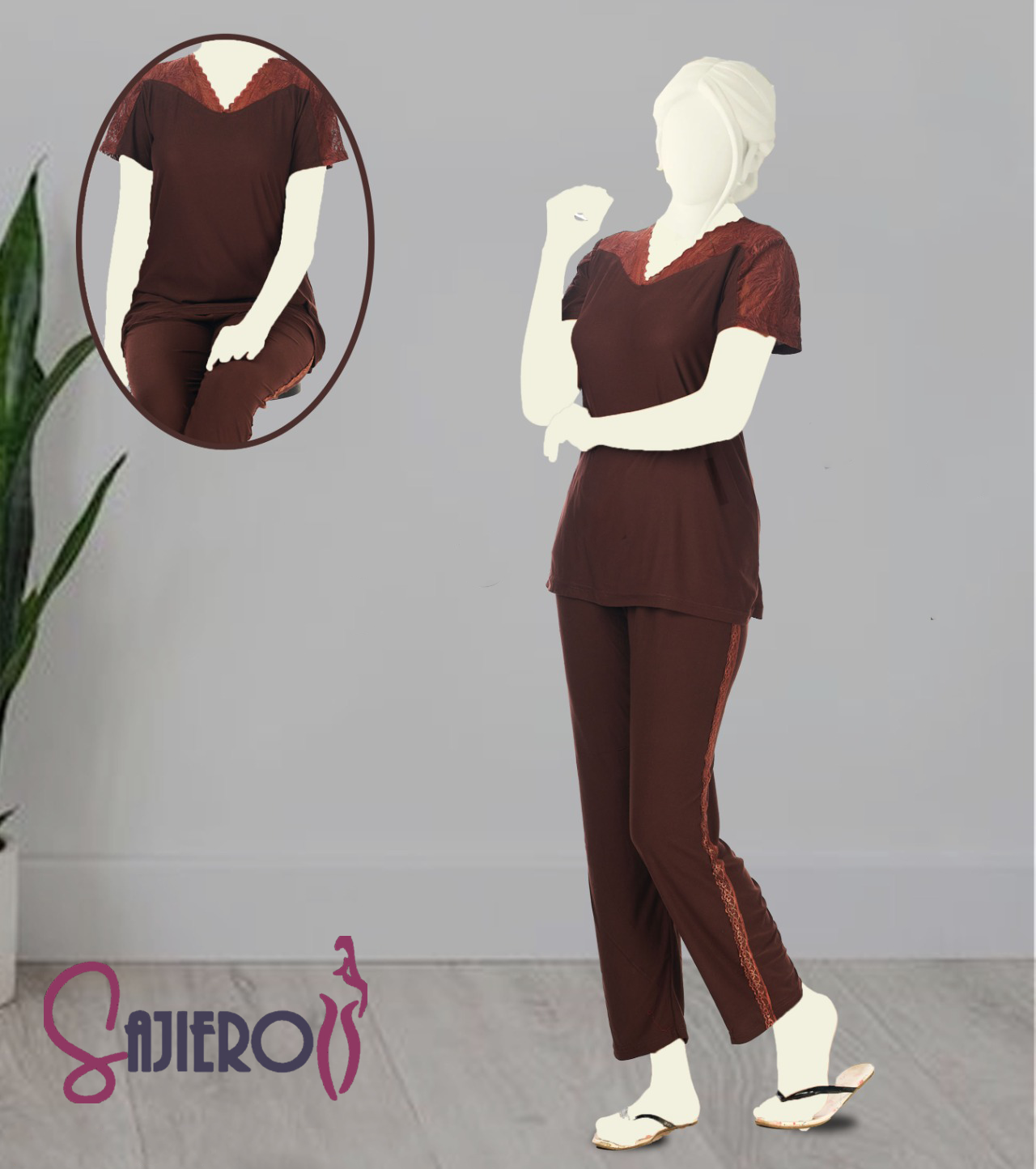 Sajiero Noir Cotton Casual Plain Pajama Suit