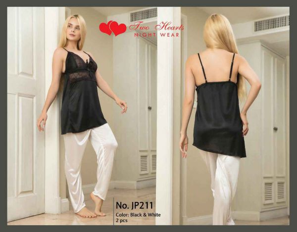 Sajiero Pluto - Sleeveless Ceder Strap black color Night Suit best price in pakistan for summer 