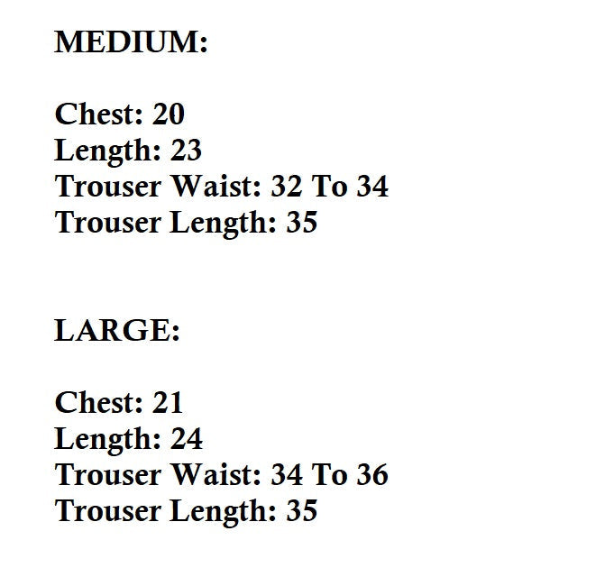 Sajiero  pj's size chart